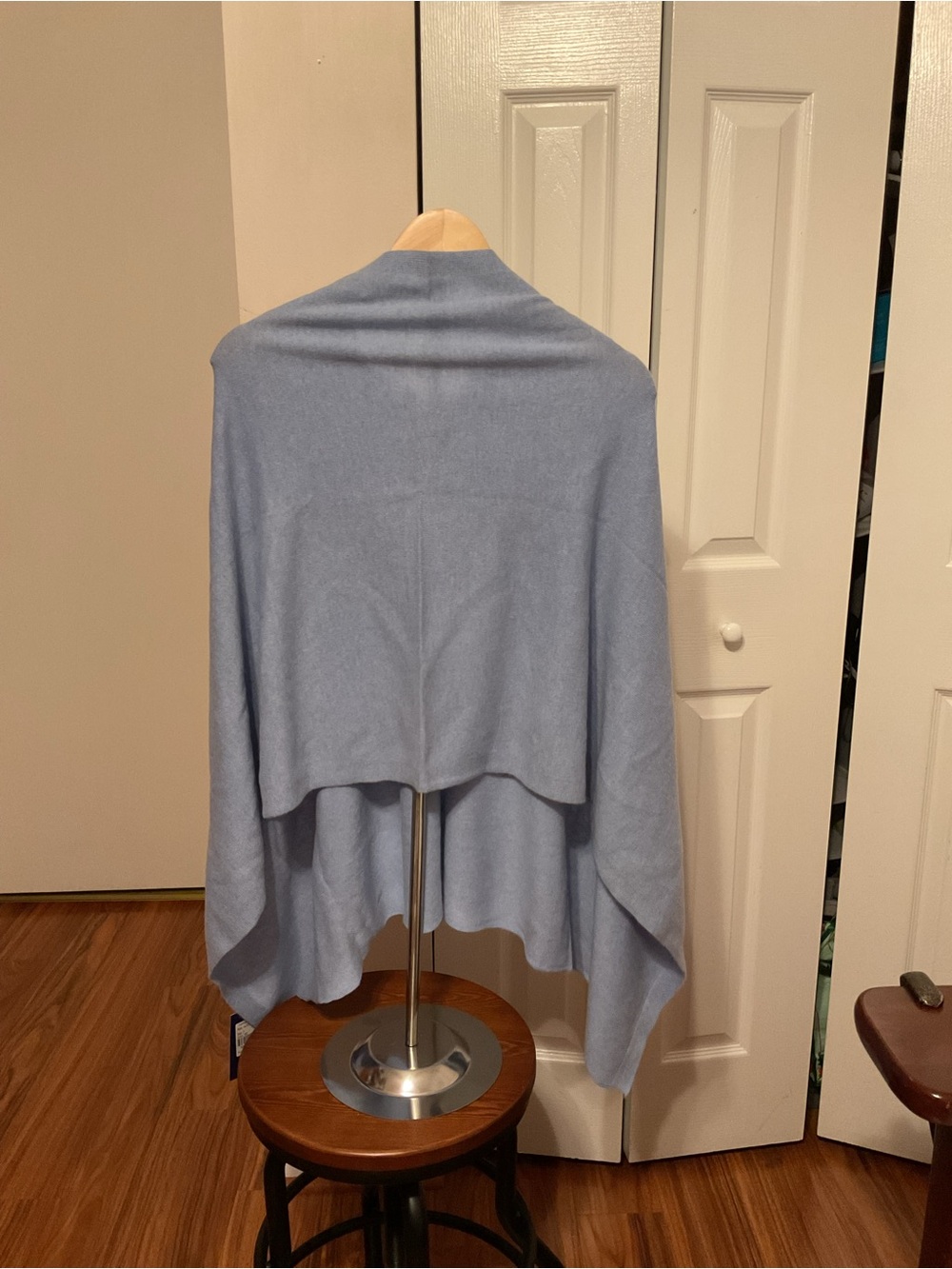 Light Blue Women's 100% cashmere poncho , scarf - Brand new